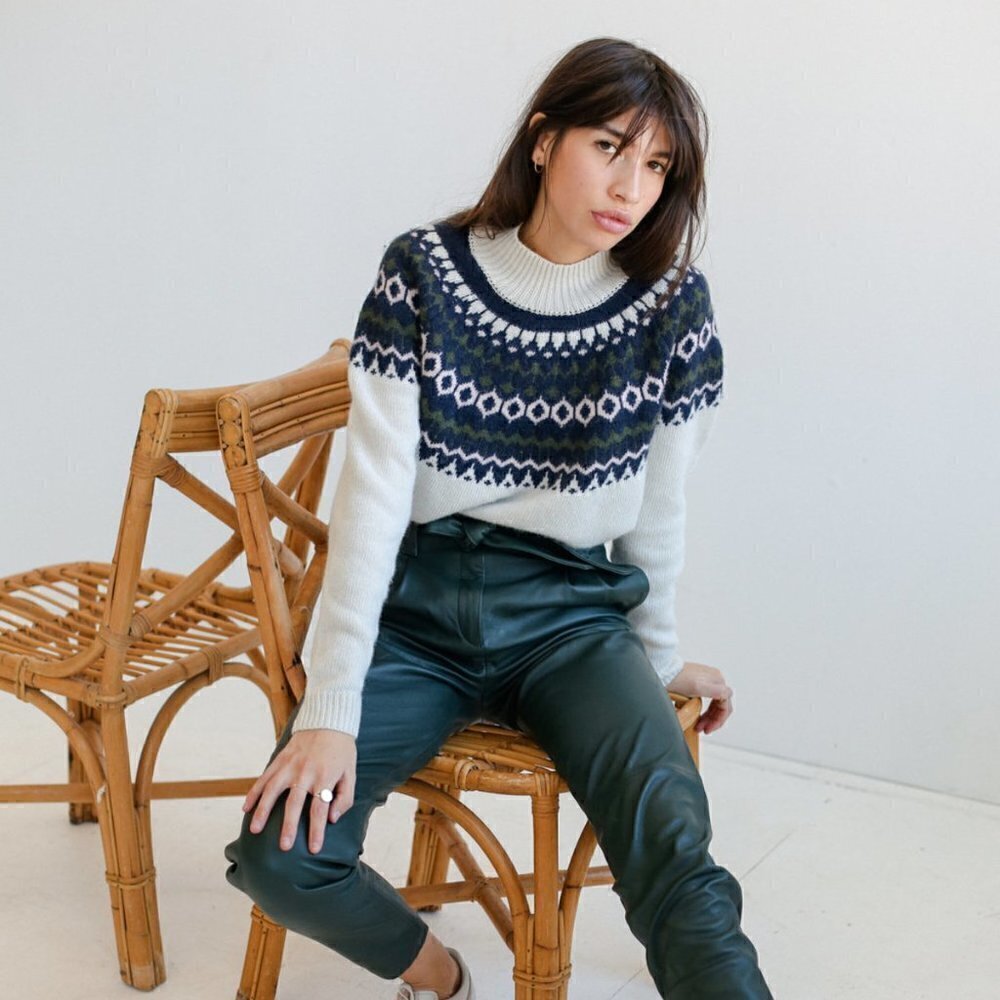 JUST Female Ridari Knit Fair Isle Mock Neck Wool Jumper Sweater Pullover